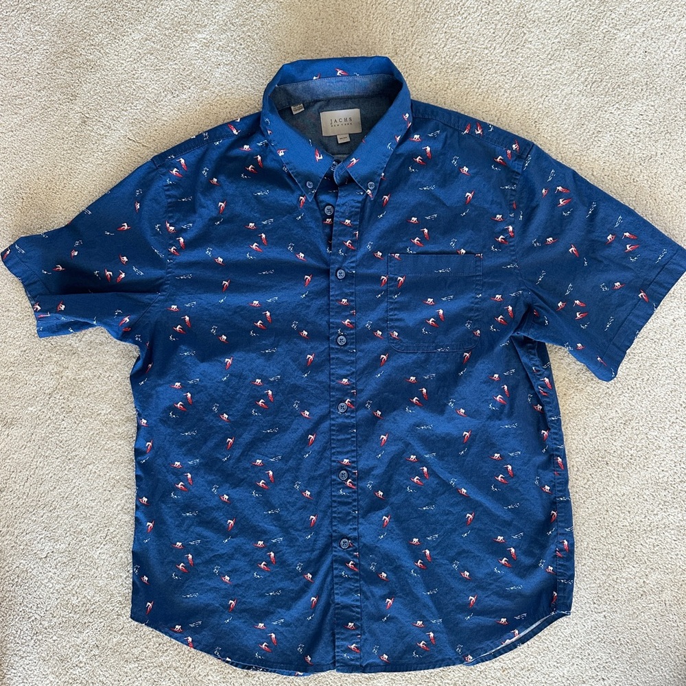Jachs Blue “surfer” Casual Button Down Shirt